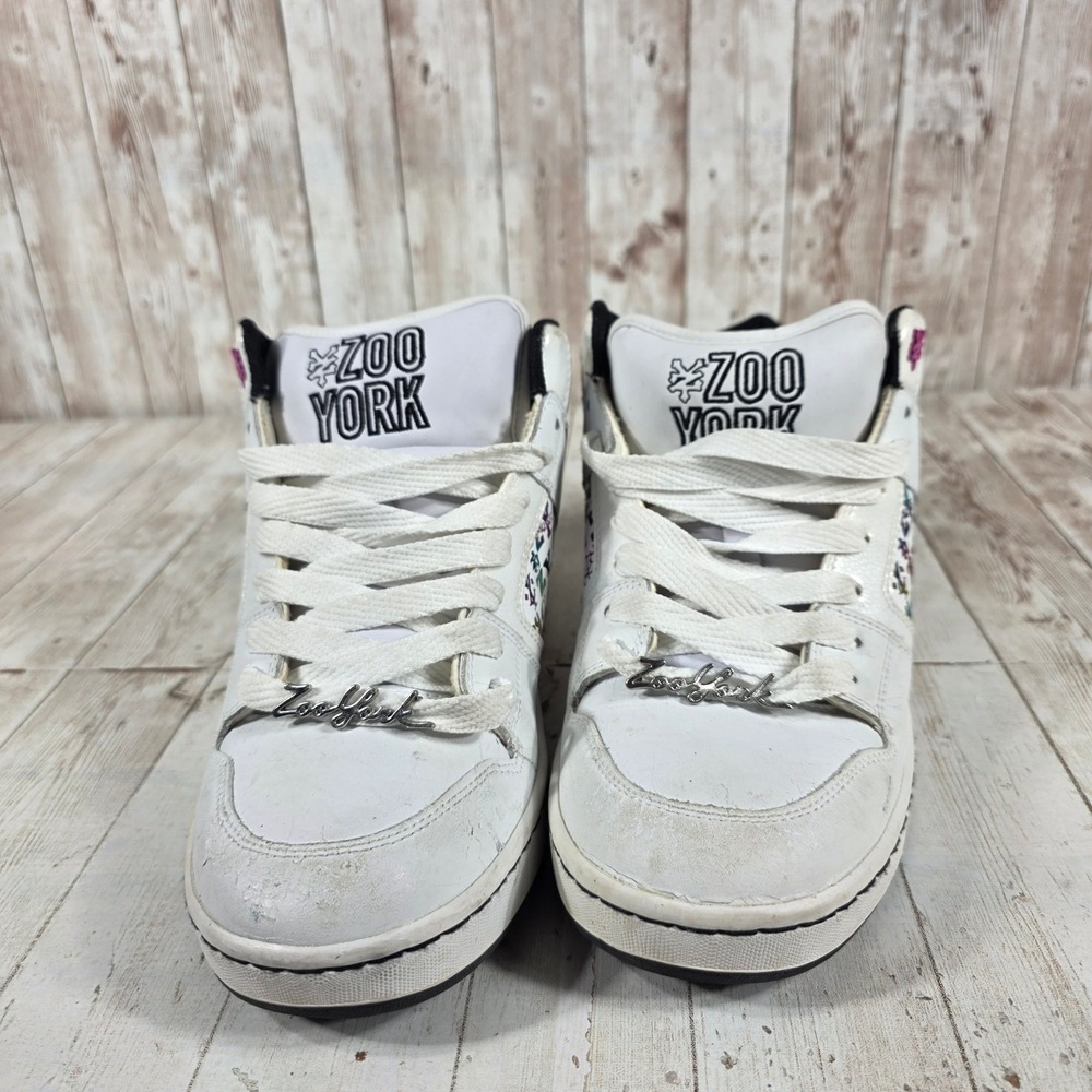 Zoo York Womens High Top Skate Sneakers White Rainbow Monogram Glitter N 41609 9 - Picture 4 of 8
